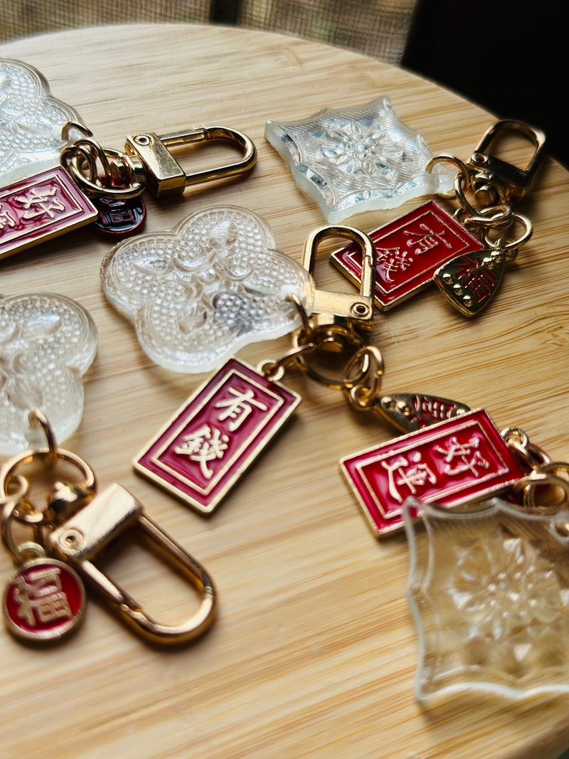 Begonia flower keychain-blessing style - ที่ห้อยกุญแจ - แก้ว 