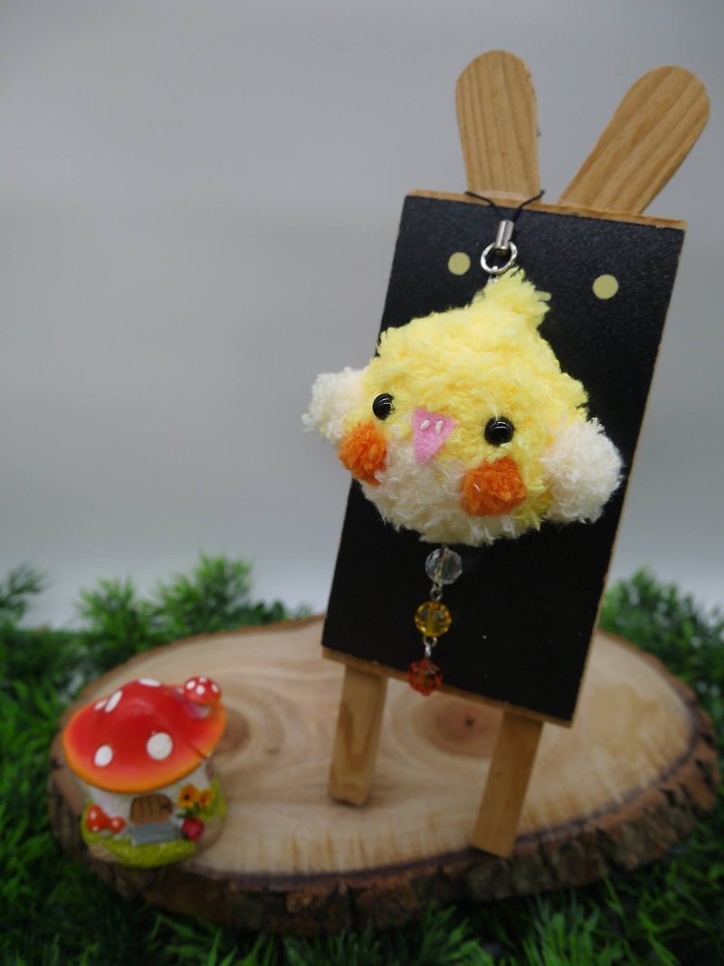 Knitted woolen soft and soft mobile phone charm can be changed to key ring charm-Xuanfeng - Charms - Cotton & Hemp Yellow