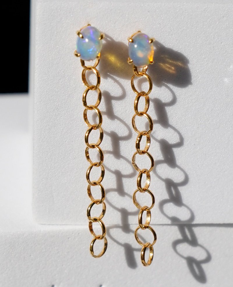 Opal Chain pierced - ピアス・イヤリング - 金属 ゴールド