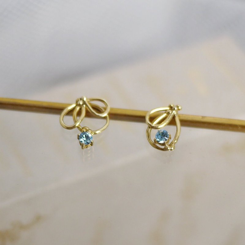 纏繞繪水晶 不對稱耳環(耳針式)  黃銅 - 耳環/耳夾/耳骨夾 - 銅/黃銅 金色