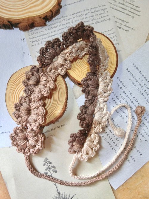 ヘアバンド お花 編み物 手作り毛糸編み物 | 編み込みカチューシャ