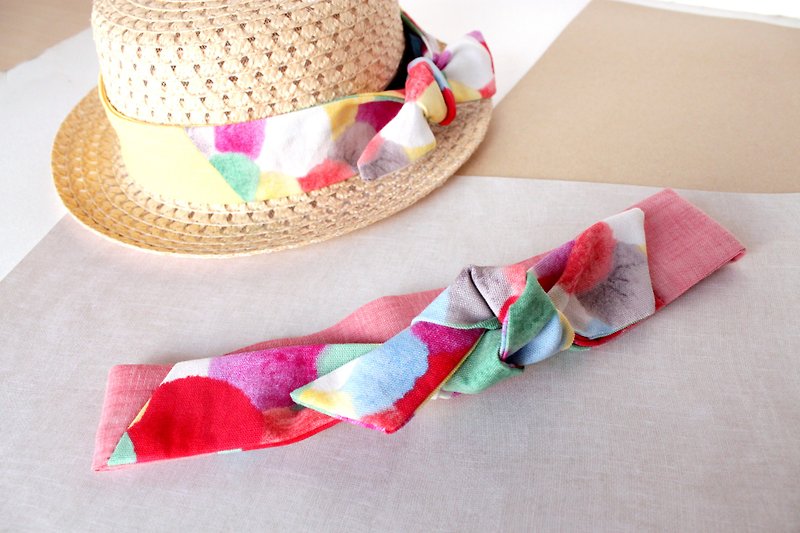 Watercolor Bloom Simple Headband - ที่คาดผม - ผ้าฝ้าย/ผ้าลินิน สึชมพู