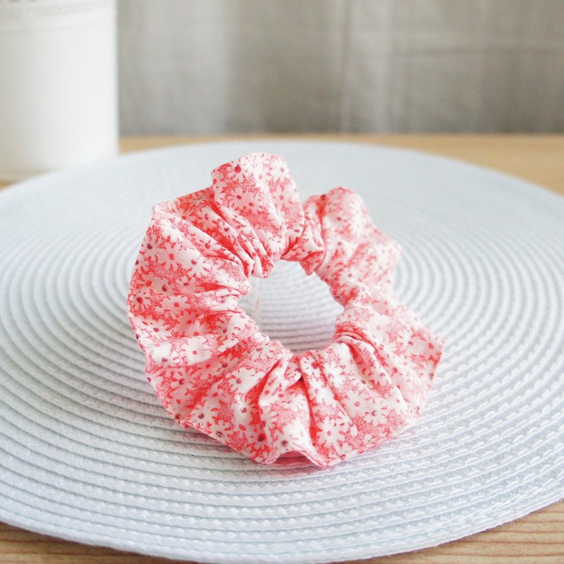 Lovely [Japanese cloth] Sweet little flower hair tress, large intestine ring hair tress, doughnut [Pink] E - Hair Accessories - Cotton & Hemp Pink