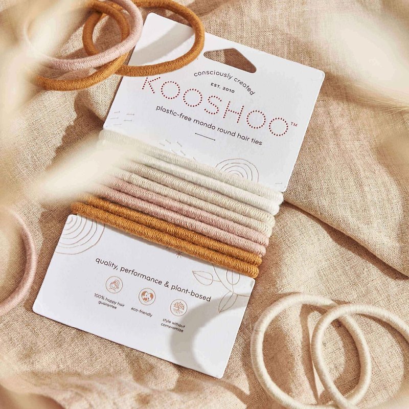 Eco-Friendly Plastic Free Fashion Hair Ties (Set of 8) - Desert Pink - Hair Accessories - Eco-Friendly Materials Multicolor