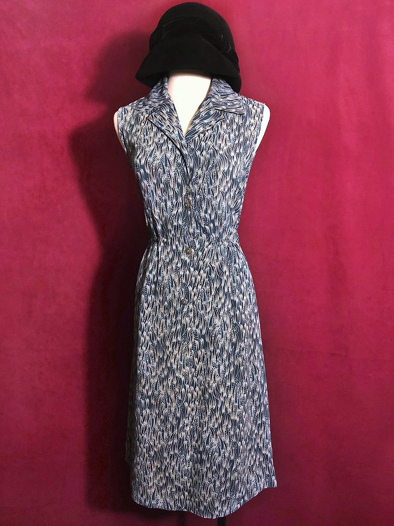 Vintage Totem Sleeveless Vintage Dress / Foreign Return to VINTAGE - ชุดเดรส - เส้นใยสังเคราะห์ สีน้ำเงิน