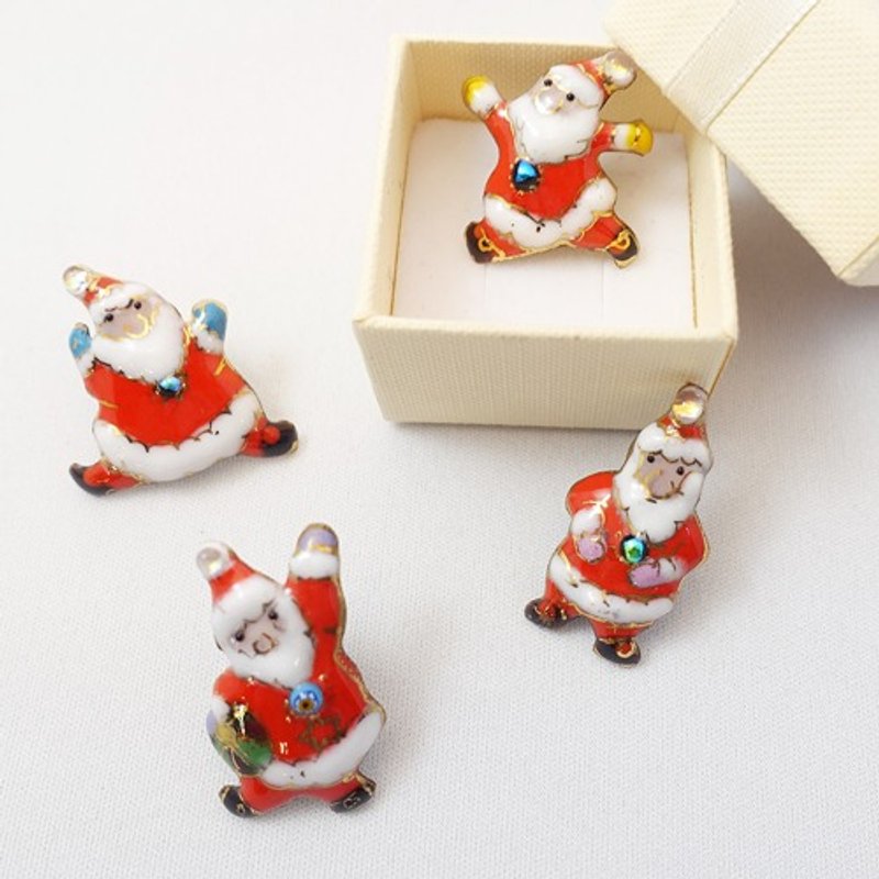 Dancing Santa Claus cloisonné pin brooch 2020 - Badges & Pins - Other Metals Red