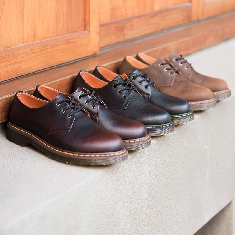 868 Hermann combat shoes low-top lace-up full genuine leather handmade shoes TAIRUI - รองเท้าลำลองผู้ชาย - หนังแท้ 