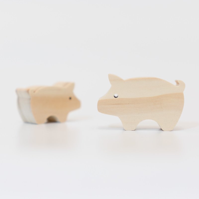 wagaZOO thick-cut building blocks farm series-piglet - Items for Display - Wood Khaki
