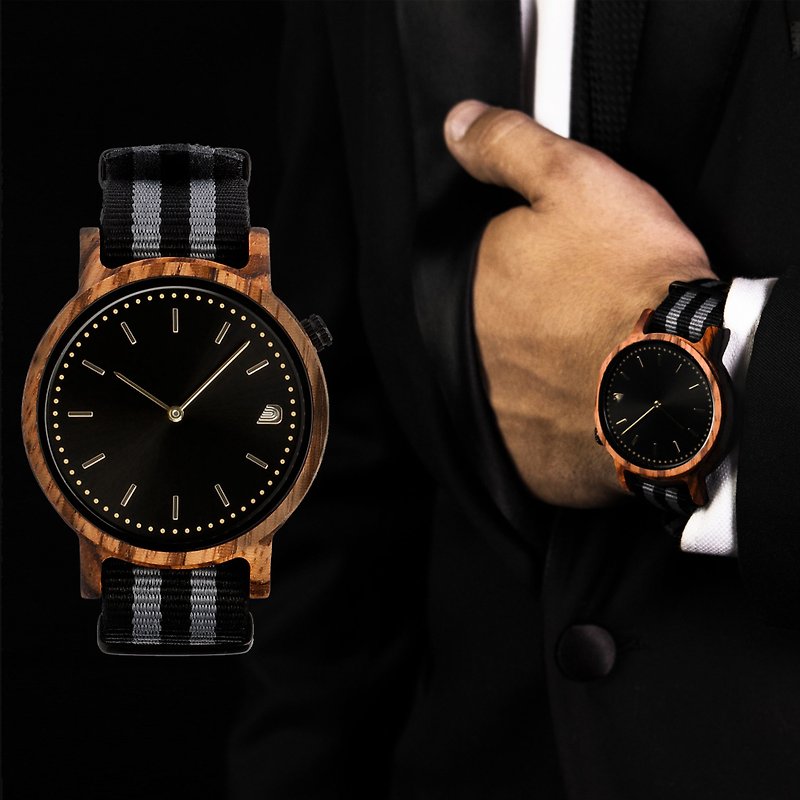 PRIME 1.2.1ゼブラウッド木製時計-ブラックOps 42mm - 腕時計 ユニセックス - 木製 グレー
