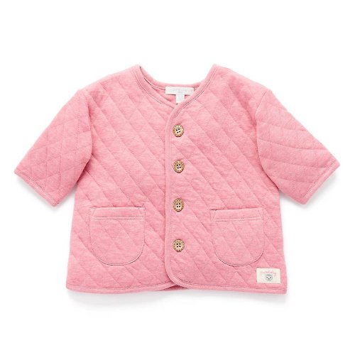 Purebaby有機棉 澳洲Purebaby有機棉嬰童薄鋪棉外套 6M~2T 粉紅壓紋