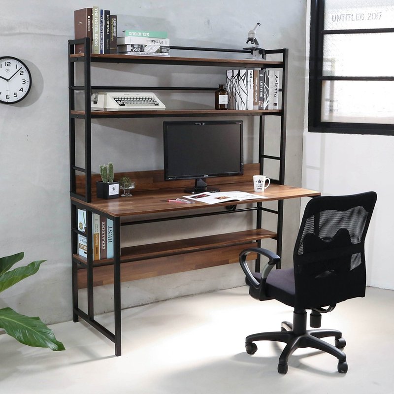 [Micro] MIIT integrated wood grain width 140 cm stable shelf work table desk computer table - โต๊ะอาหาร - วัสดุอื่นๆ สีนำ้ตาล