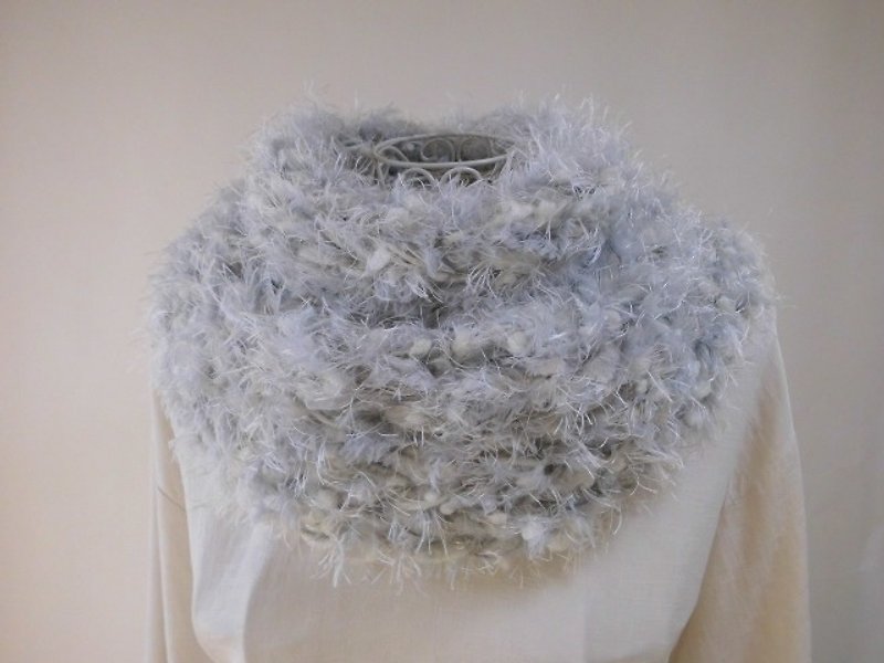 Re-listing × 2 · Fluffy · Snood · White Christmas · White · Gray · Fur of 2 Colors · Very Soft · Merino · Alpaca - Scarves - Other Materials White