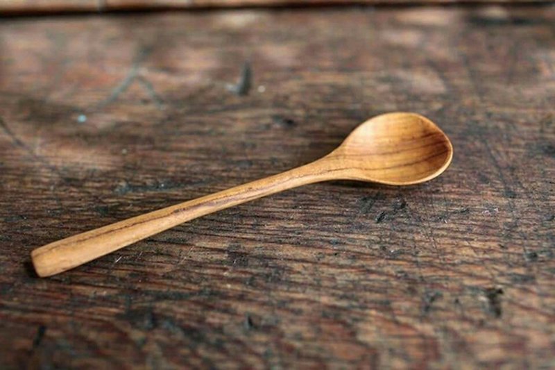 Handmade teak round spoon - ช้อนส้อม - ไม้ สีนำ้ตาล