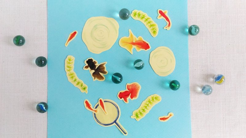 Summer goldfish sticker set - สติกเกอร์ - กระดาษ หลากหลายสี