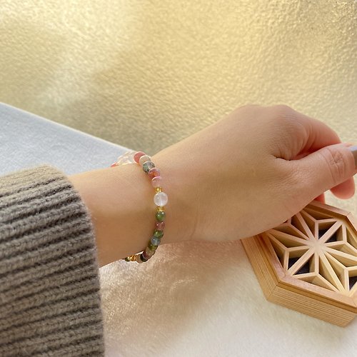 Hoshino Jewelry Kan 紅紋石 碧璽 健康運 減壓 天然水晶 日本手作 禮物 能量石手鍊
