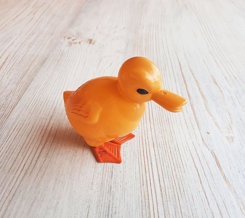 Russian vintage celluloid duck toy doll made in USSR - Kids' Toys - Plastic Orange