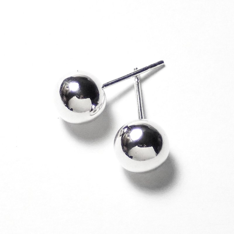 Crazy Geometry | Minimalist 8mm Silver Beads / Ball Beads / Ball 925 Sterling Silver Stud Earrings. Large Bulb - ต่างหู - เงินแท้ สีเงิน