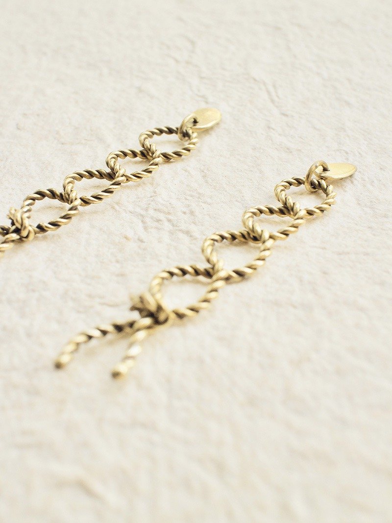 RE-FLAX earrings 埃及符號 亞麻燈芯 路徑 黃銅耳環 - 耳環/耳夾/耳骨夾 - 銅/黃銅 