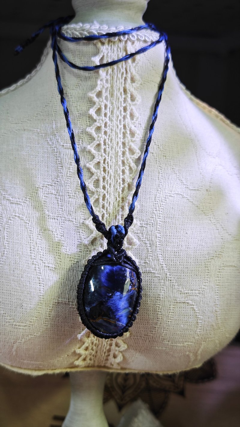 原創|手工彼得石編織項繩| 暴風雨王者之石|macrame| - 項鍊 - 水晶 藍色