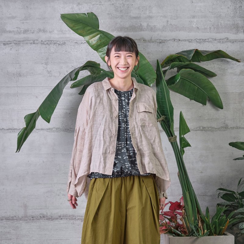 Chengfeng Umbrella Shape Long Sleeve Ramie Shirt | Hot Sale Restock - Women's Shirts - Cotton & Hemp Gray