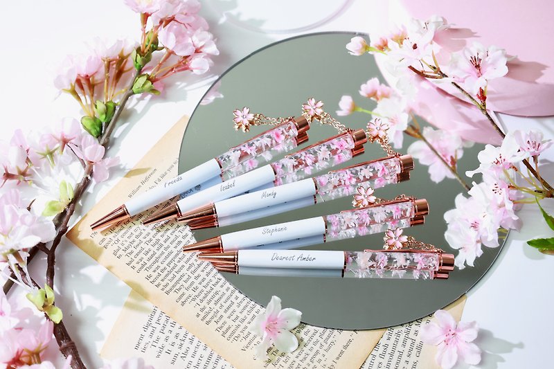 Rose gold Sakura Herbarium Pen - Ballpoint & Gel Pens - Other Materials Pink