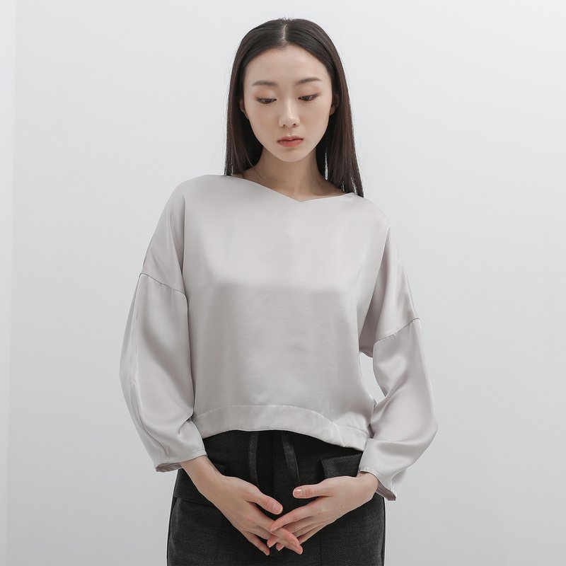 【經典原創】Tansuo_探索立體剪裁上衣_CLT500_灰 - 女上衣/長袖上衣 - 聚酯纖維 銀色