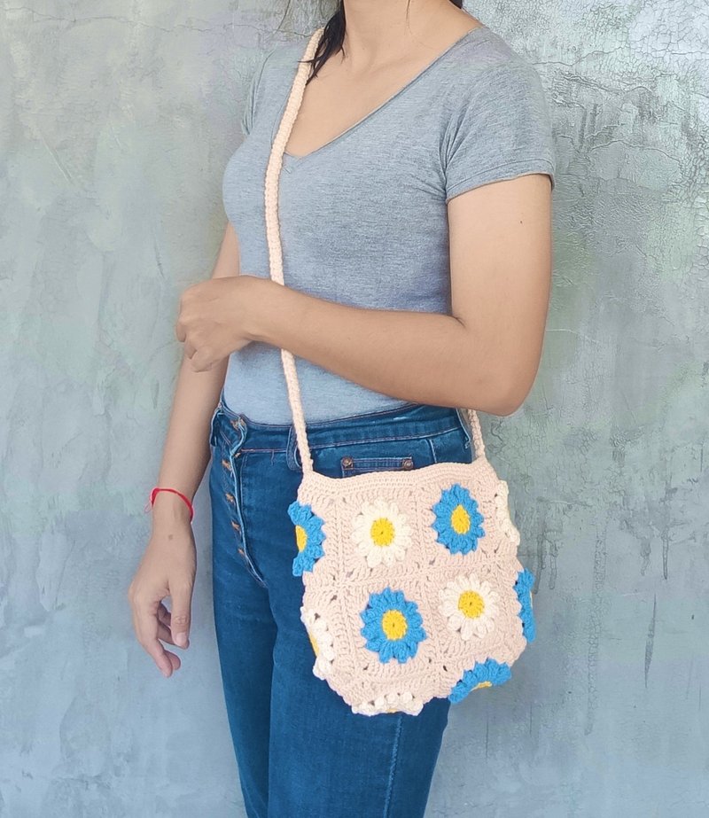 Crossbody flowers bag - 手提包/手提袋 - 棉．麻 