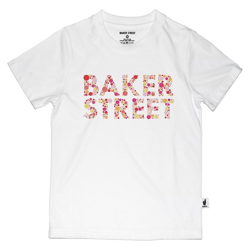 【英國 Baker Street 貝克街】童裝 - 純棉短袖T - 色盲文字C款 - 男/女童裝 - 棉．麻 白色