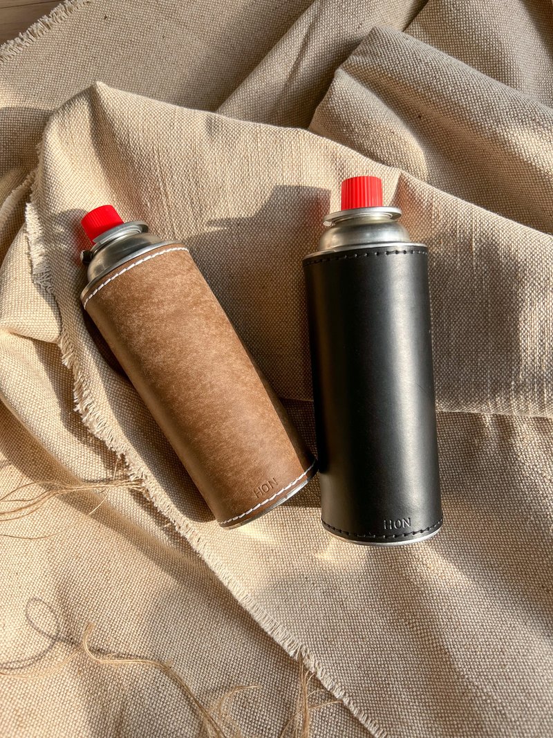 露營皮革/ 卡式瓦斯罐套 GAS皮套 / 黑色 啡色 - 露營用品 - 真皮 咖啡色