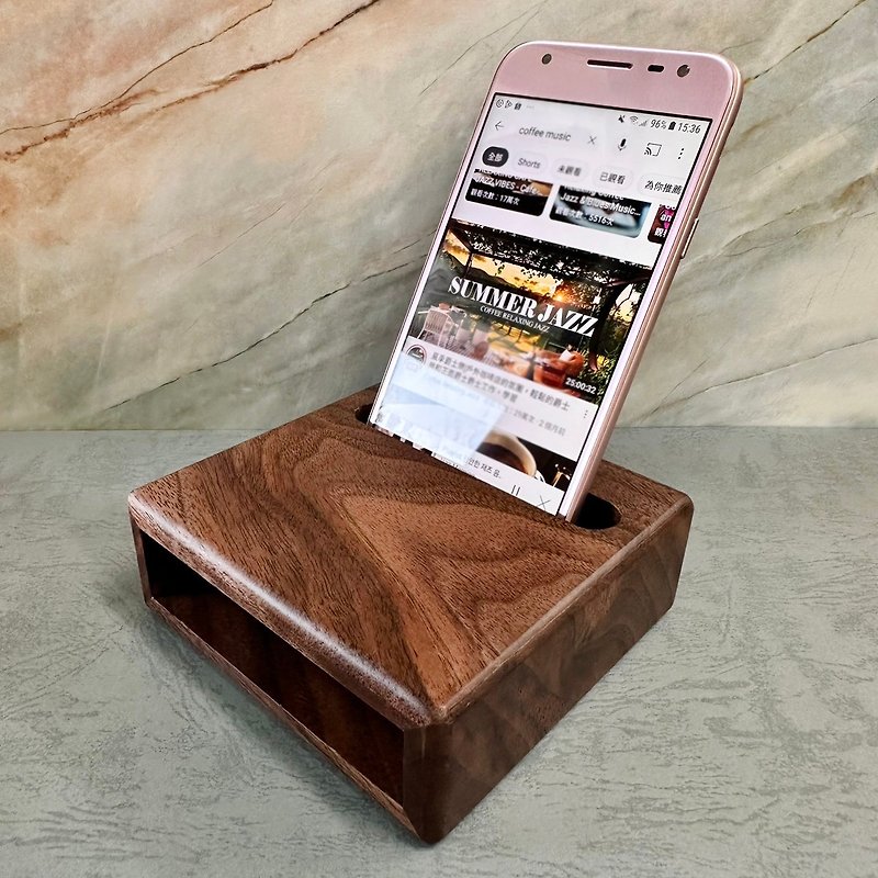 Multipurpose Mobile Phone Speaker Holder/Walnut/Physical Echo Stereo Speaker - Phone Stands & Dust Plugs - Wood Brown