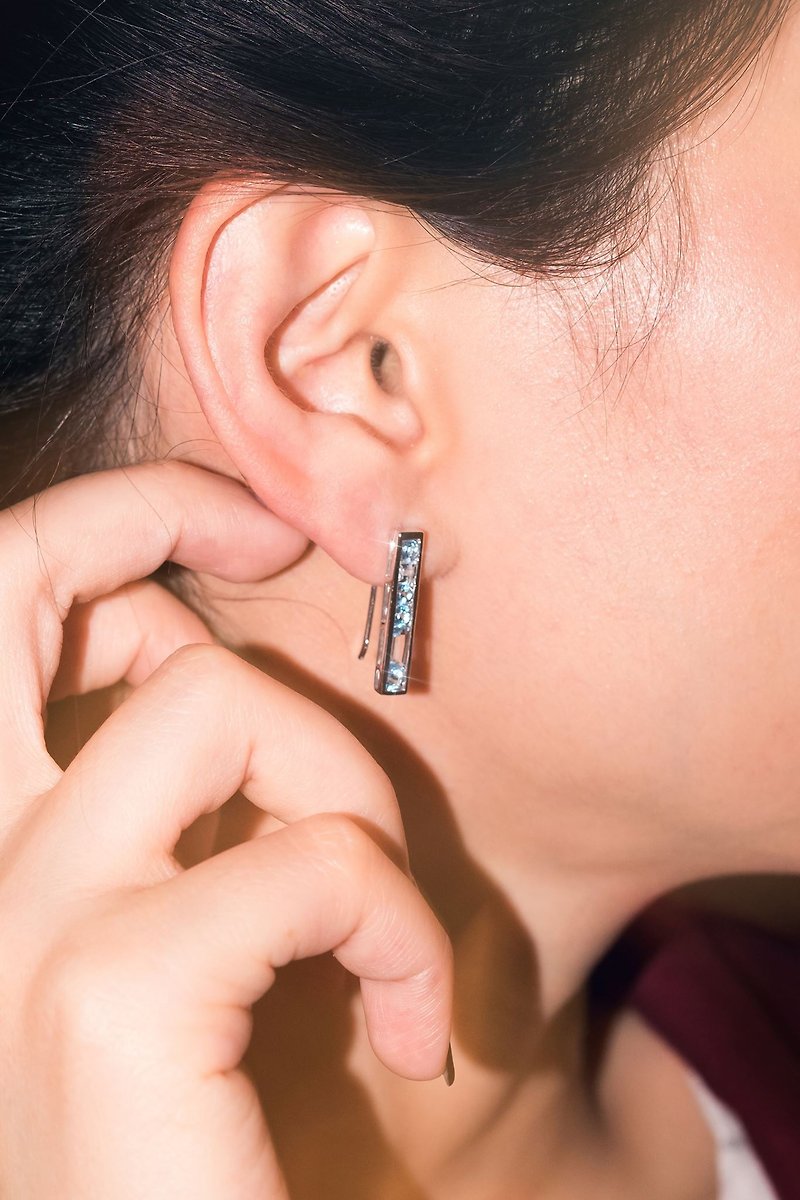 Urban Bar Earring with Blue Topaz - Earrings & Clip-ons - Semi-Precious Stones Silver