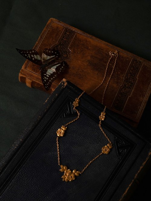 鑲珹古董珠寶 1900s 法國 新藝術時期 包金山茱萸花朵項鍊