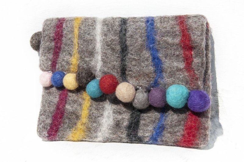 Youyouカードスリーブウールフェルト化粧品バッグデジタルカメラバッグ携帯電話バッグウールフェルト携帯電話-レインボーストライプ - ポーチ - ウール 多色