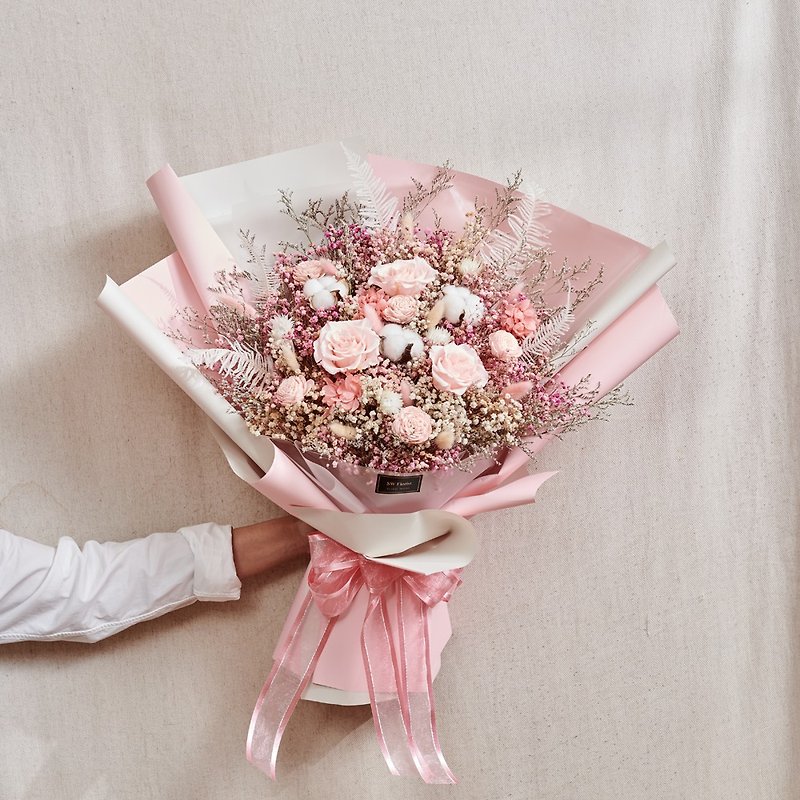 Classic Romantic Tender Pink-Dry Bouquet/Eternal Bouquet-Valentine's Day Gift-Proposal Bouquet - ช่อดอกไม้แห้ง - พืช/ดอกไม้ สึชมพู