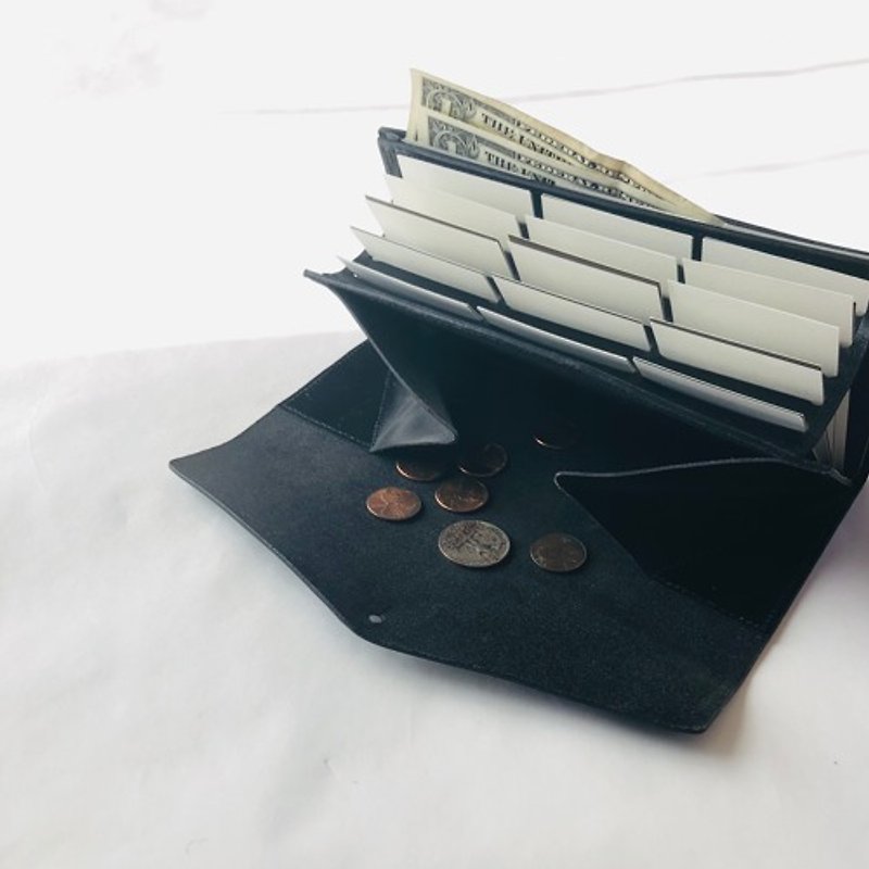 カードも小銭も探しやすい革の長財布 イタリア製レザー Long Pop Up Wallet - 銀包 - 真皮 