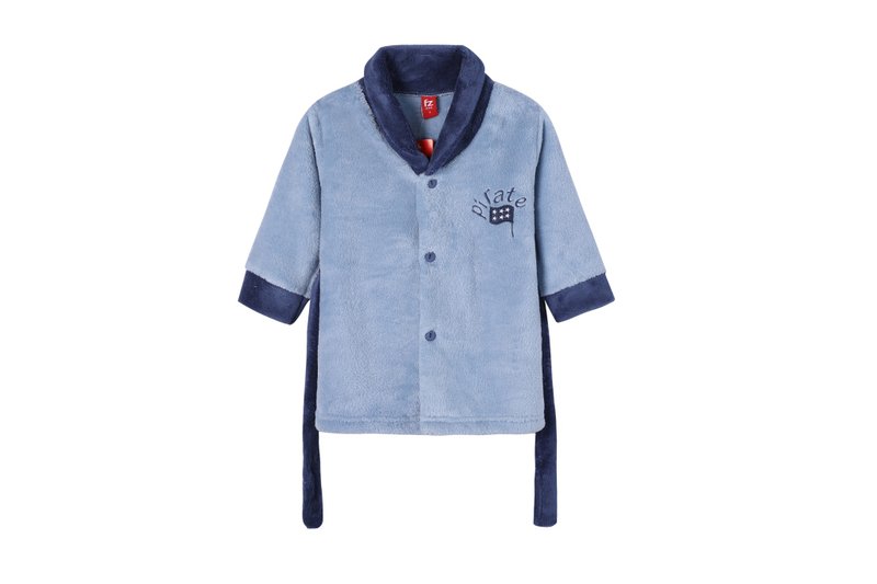 Baby bathrobe, home wear, autumn and winter preferred small flag embroidery for 2-5 years old - Loungewear & Sleepwear - Polyester Blue