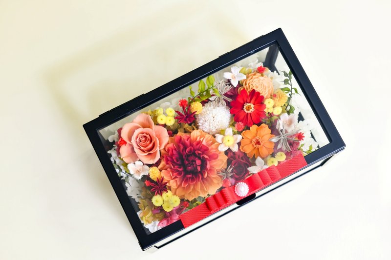 Dahlia Flower Box │Dahlia flower box - ช่อดอกไม้แห้ง - พืช/ดอกไม้ สีนำ้ตาล