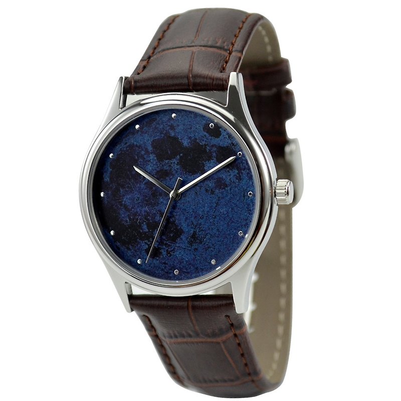 Moon Watch (Spruce Blue)-Unisex-Free Shipping Worldwide - นาฬิกาผู้หญิง - โลหะ สีน้ำเงิน