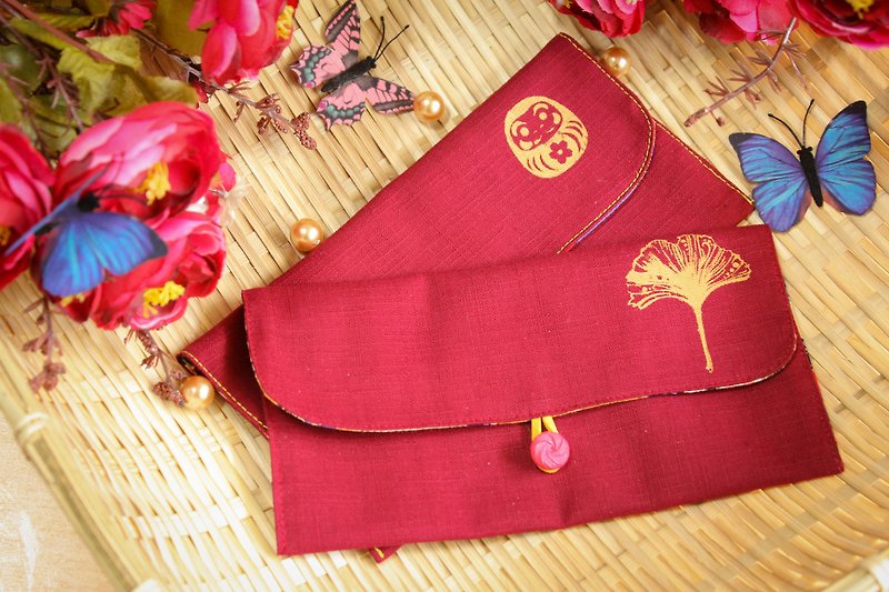 [Silver apricot Fu Damo not quite down red envelopes] cloth / passbook bag / cash pouch (2 in) - Chinese New Year - Cotton & Hemp Red