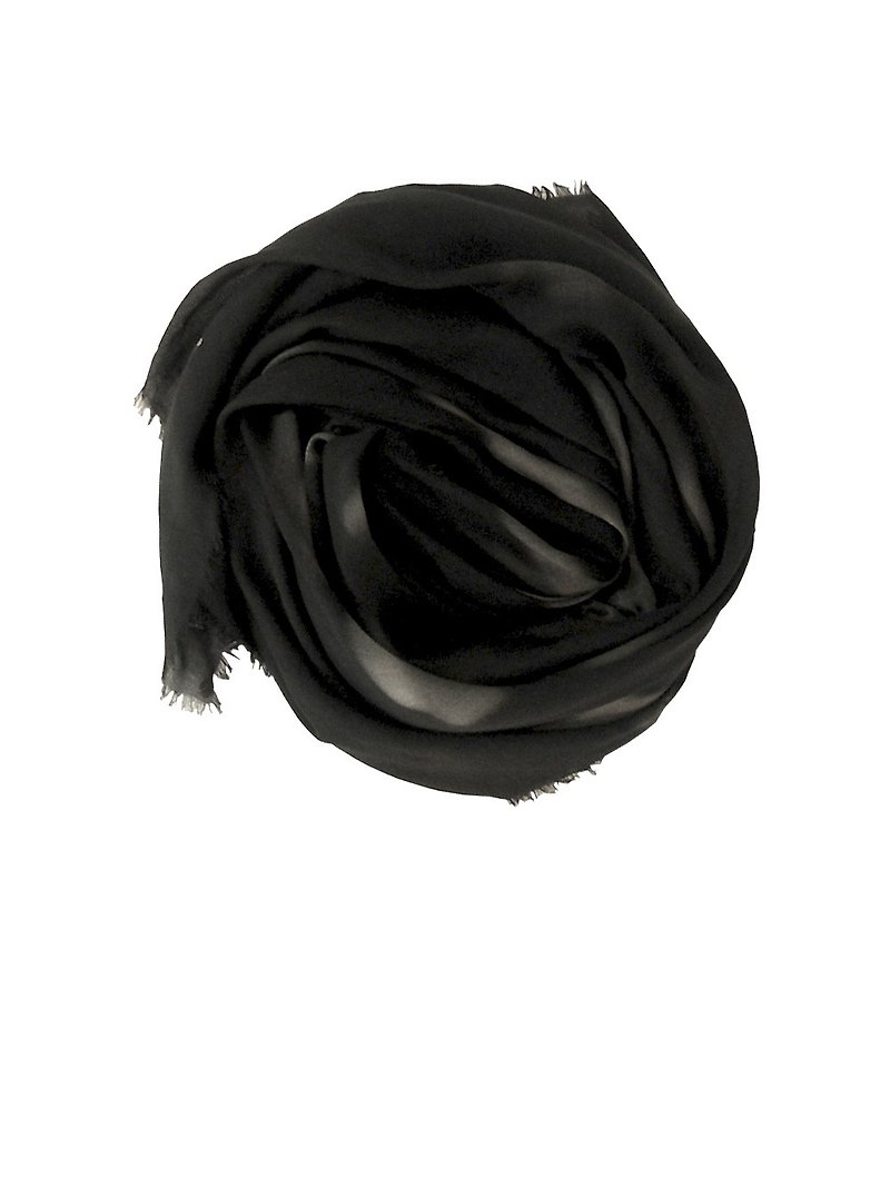 Limited edition Blindspot Mono blind spot silk blended square scarf made in Italy - ผ้าพันคอ - ผ้าไหม สีดำ