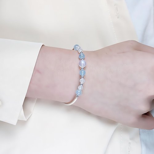 鍊戀翡翠 s925純銀 月光石 海藍寶手鍊 | 手作客製 手鍊 項鍊 耳環 飾品