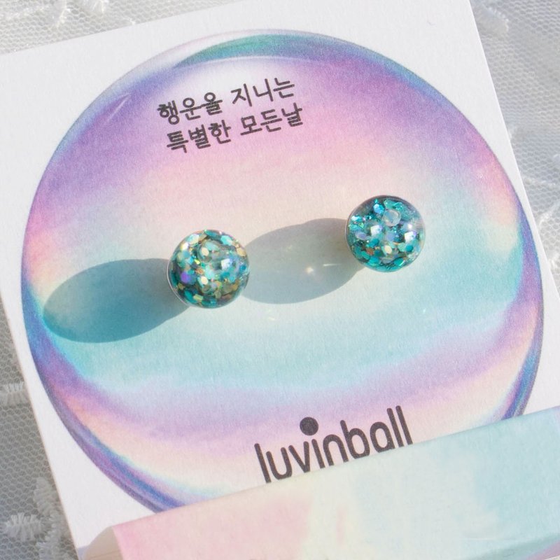 Lucky Birthsnowball Earrings - 耳環/耳夾/耳骨夾 - 玻璃 