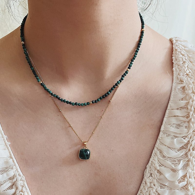 Emerald Natural Stone Beaded Necklace Combination - Necklaces - Crystal Green