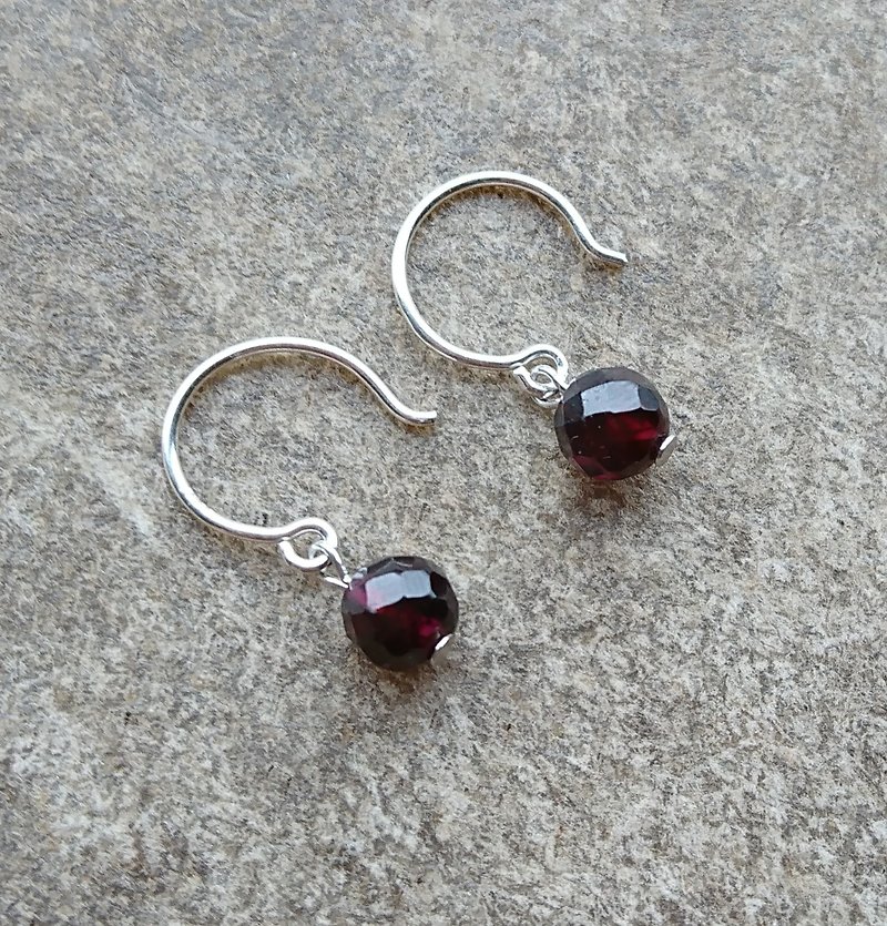 Tiny Garnet Sterling Silver Earrings - Earrings & Clip-ons - Gemstone Red