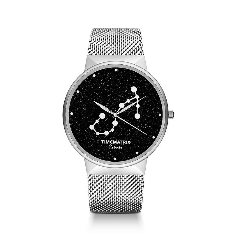 [デンマークの星の宝石]蠍座のタイムマトリックスコンステレーションクリエイティブファッションメンズとレディースのクォーツ時計 - 腕時計 ユニセックス - ステンレススチール シルバー
