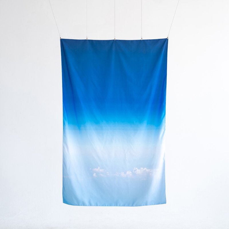 Gradient blue sky curtain hanging cloth with free hanging ring - Doorway Curtains & Door Signs - Polyester Blue