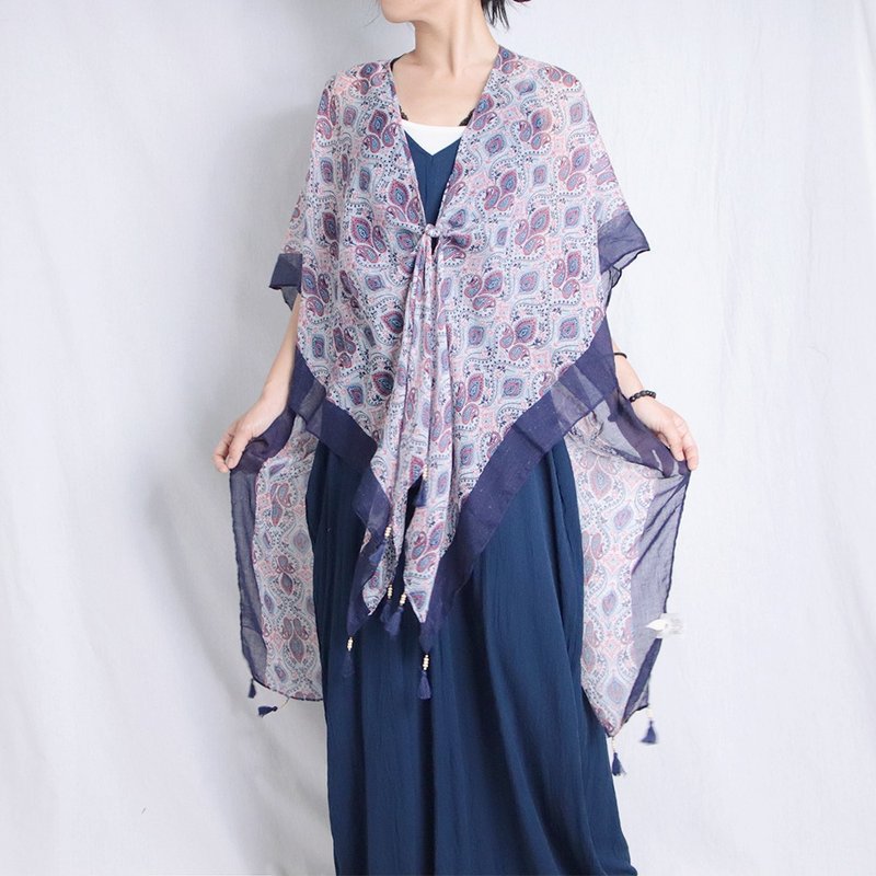 葡萄紫 - 輕薄外罩 #A31 - 女大衣/外套 - 棉．麻 紫色