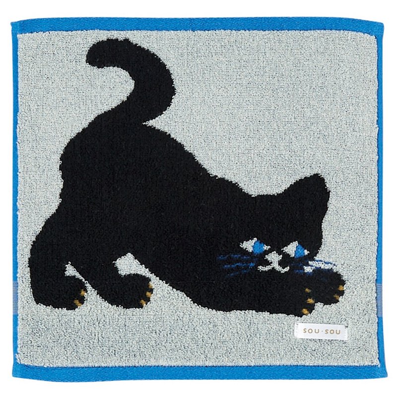 Japan Maruma│SOU SOU classic SEK antibacterial and deodorant small square towel black cat - Towels - Cotton & Hemp 