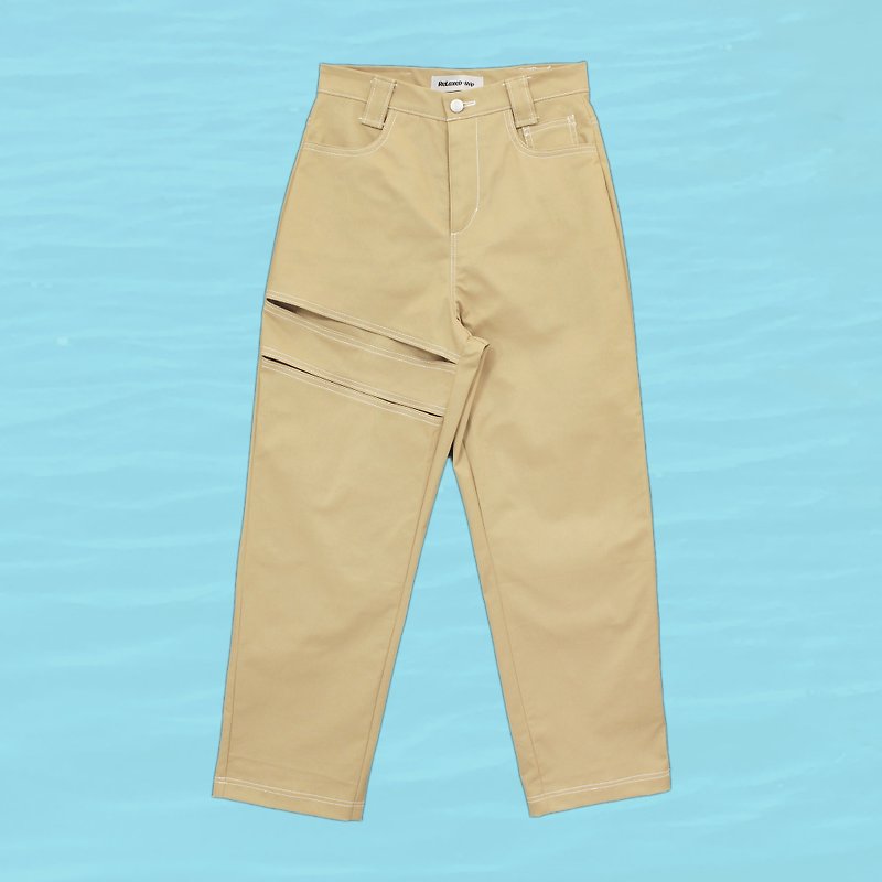 High-waist cut trousers - khaki - Women's Pants - Other Materials Khaki