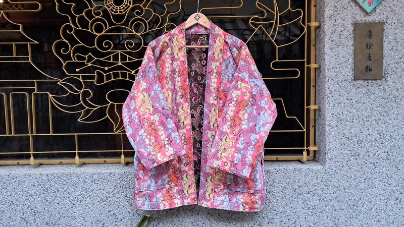 AMIN'S SHINY WORLD Colorful pink garden KIMONO - Women's Casual & Functional Jackets - Cotton & Hemp Pink